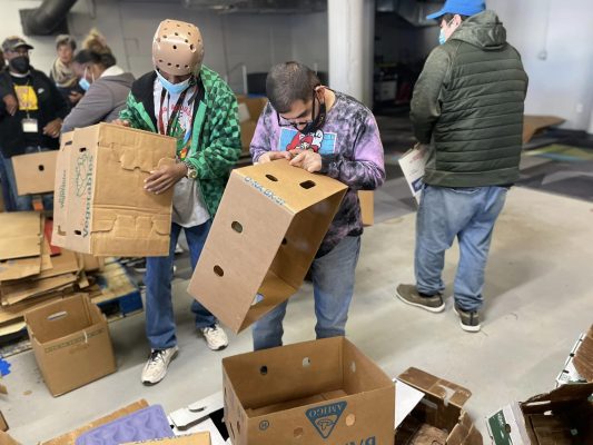 Helping with FoodShare boxes